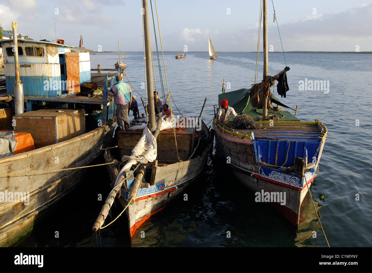 L'île de Lamu, Kenya, Lamu ville classée au Patrimoine Mondial par l'UNESCO Banque D'Images