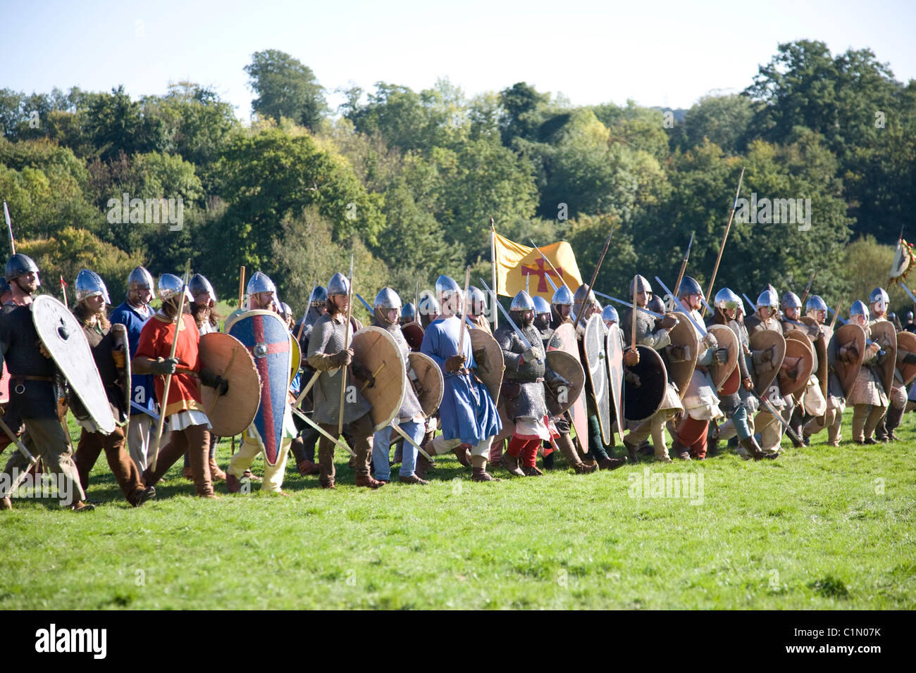 Reconstitution d 1066 Bataille de Hastings. East Sussex. L'Angleterre. United Kingdom. Banque D'Images