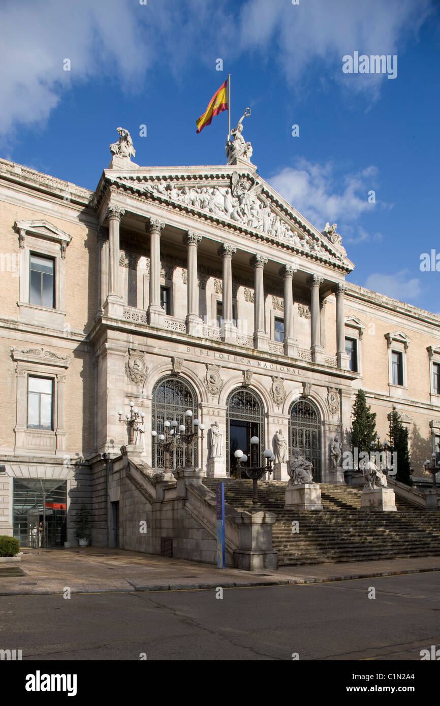 Nationalbibliothek, Madrid, Biblioteca Nacional, la façade de la Bibliothèque Nationale, Banque D'Images