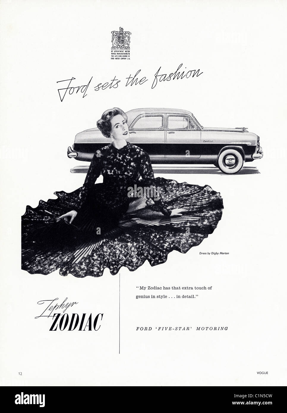 Pleine page original 1950 annonce dans les magazines de mode pour FORD ZEPHYR ZODIAC Banque D'Images