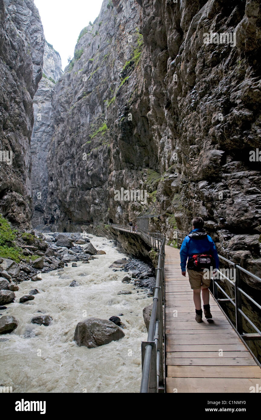 L'impressionnante gorge Gletscherschlucht près de Grindelwald Grund et Banque D'Images