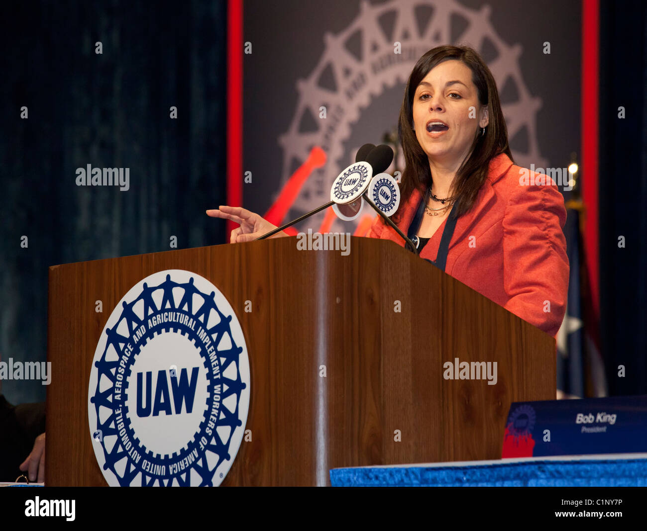 Vice-président des United Auto Workers Cindy Estrada Banque D'Images