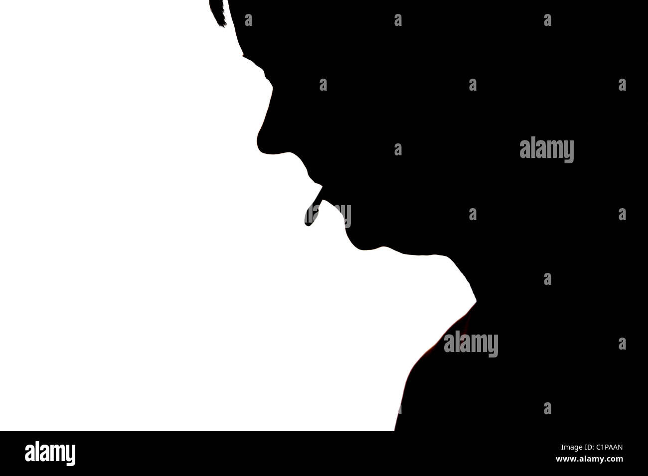 Silhouette de femme qui fume cigarette sur fond blanc Photo Stock - Alamy