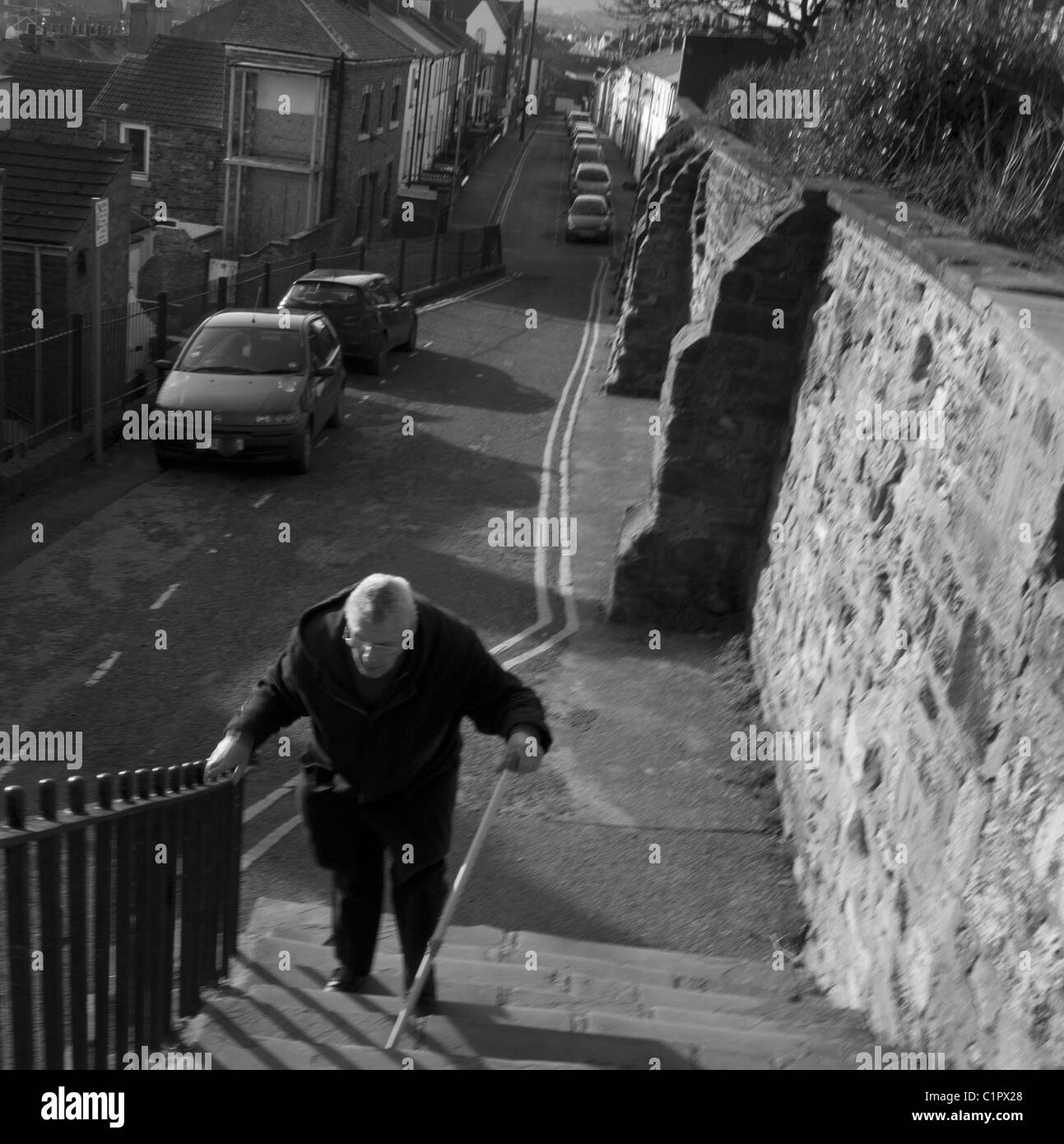 Putain de vieil homme Étapes Les étapes d'escalade à St Marys Church Scarborough Banque D'Images