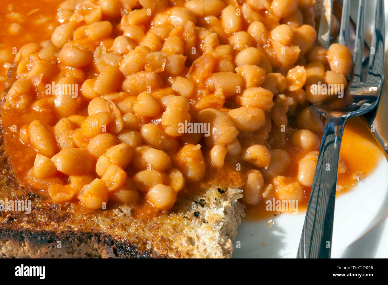 Les haricots sur toast Banque D'Images