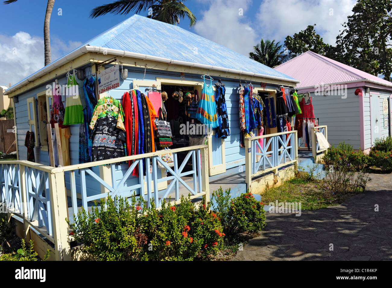 Une boutique de Road Town Tortola BVI Caribbean Cruise Colorful Banque D'Images