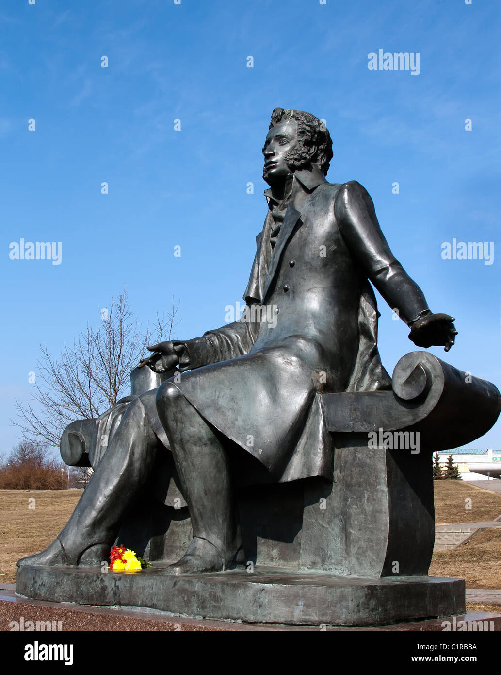 Monument au célèbre poète russe Alexandre Pouchkine à Minsk, Bélarus Banque D'Images