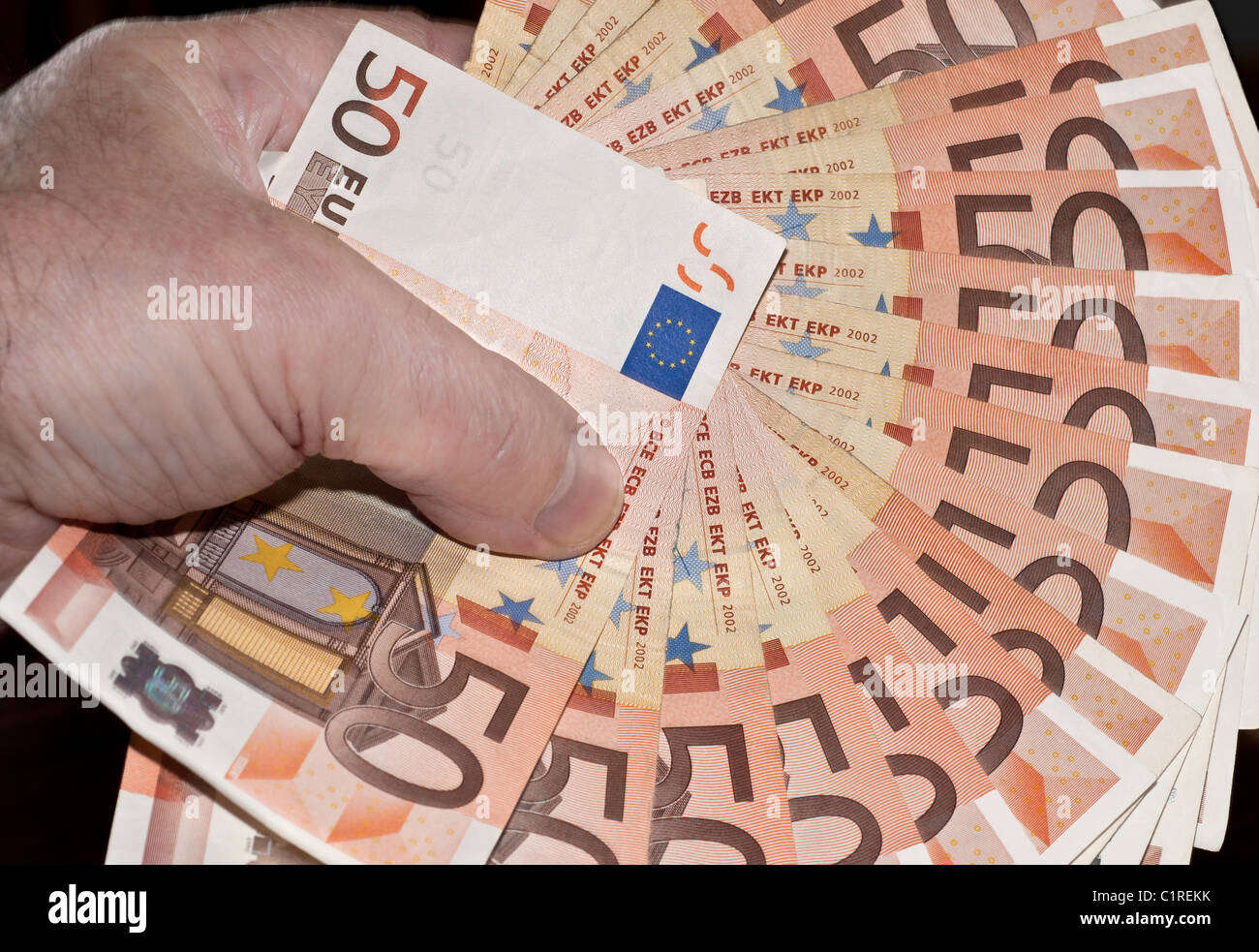 Cinquante euros en part Banque D'Images