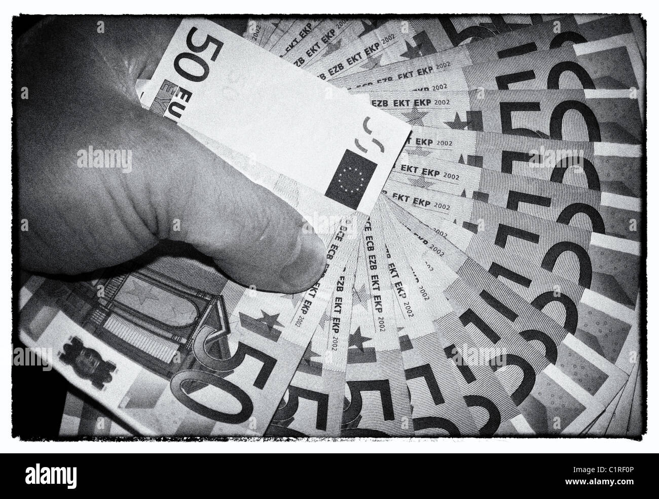 Cinquante euros en part Banque D'Images