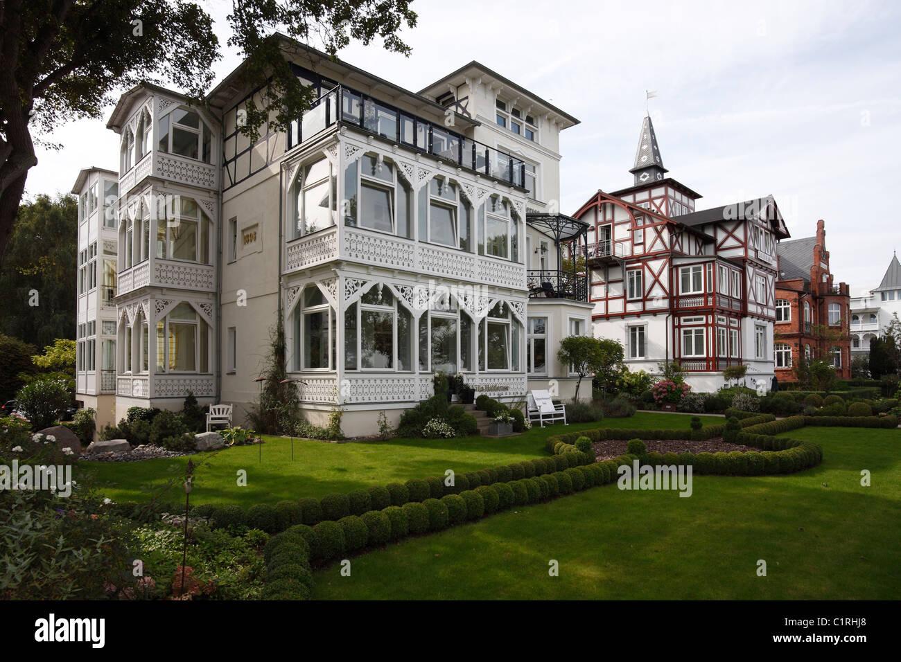 Hôtels particuliers à front de Binz, Allemagne Banque D'Images