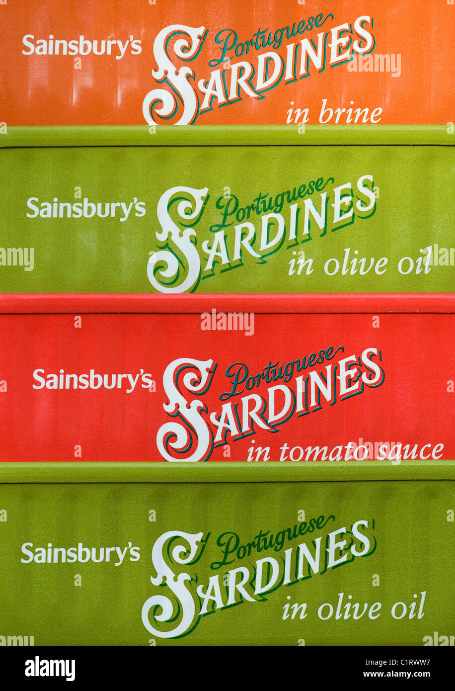 Boîtes de sardines portugaises Sainsburys Banque D'Images