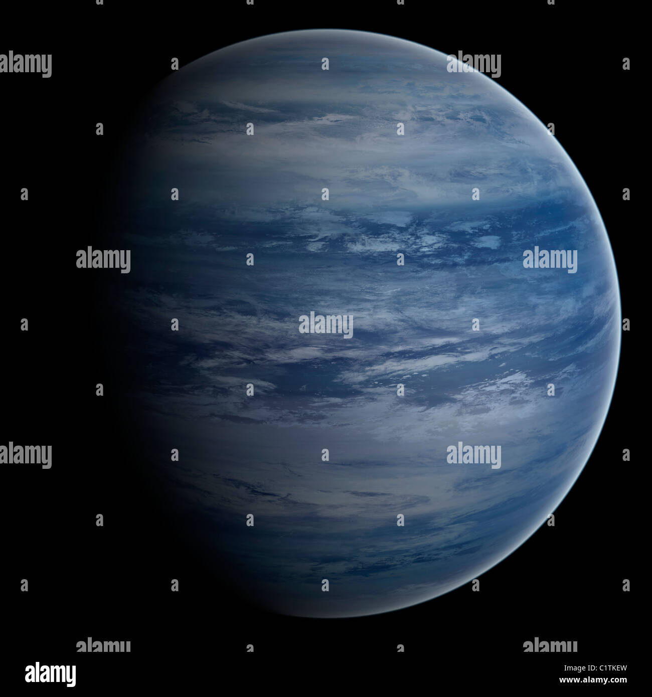 Concept de l'artiste d'un gaz bleu-blanc planète géante. Banque D'Images