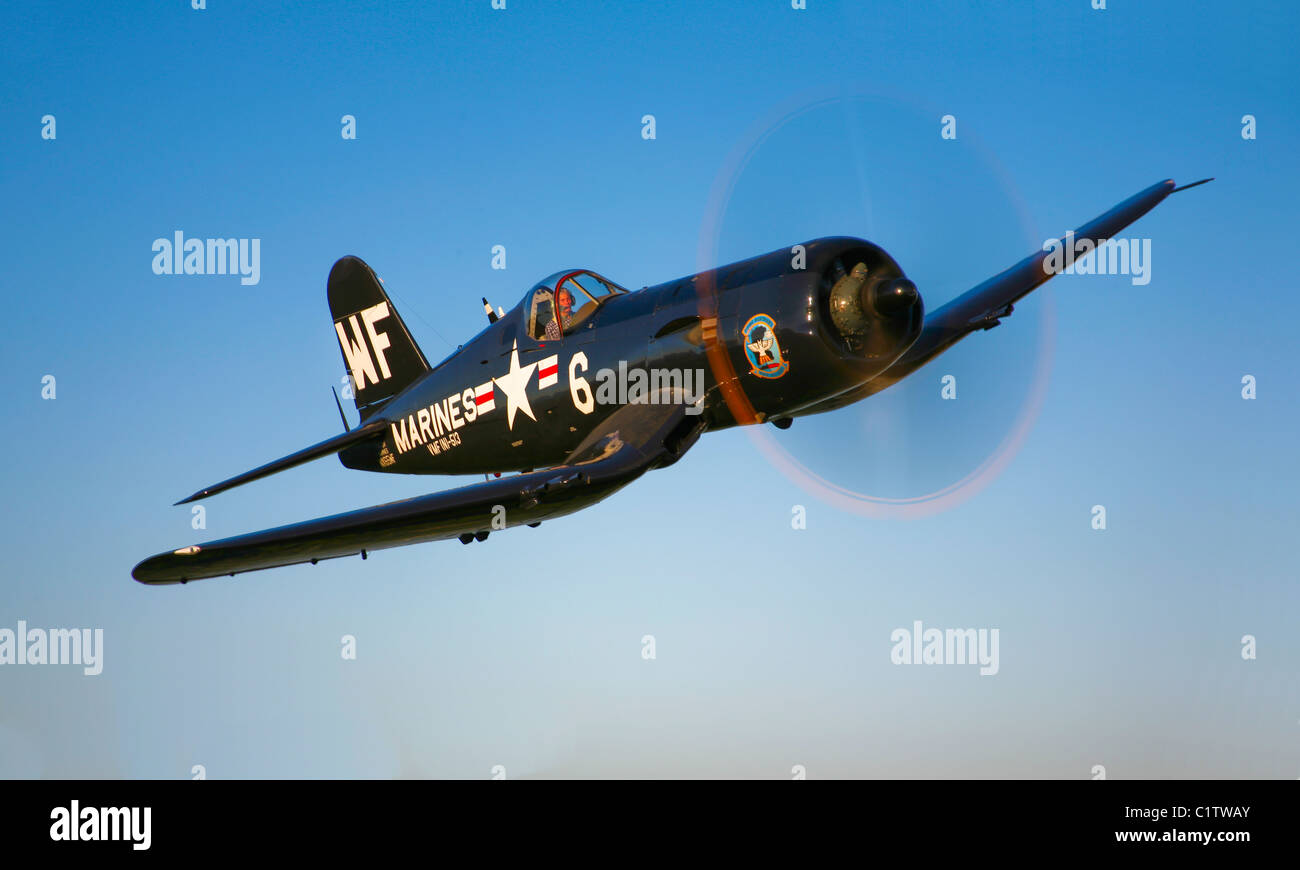 Un Vought F4U-5 Corsair en vol. Banque D'Images