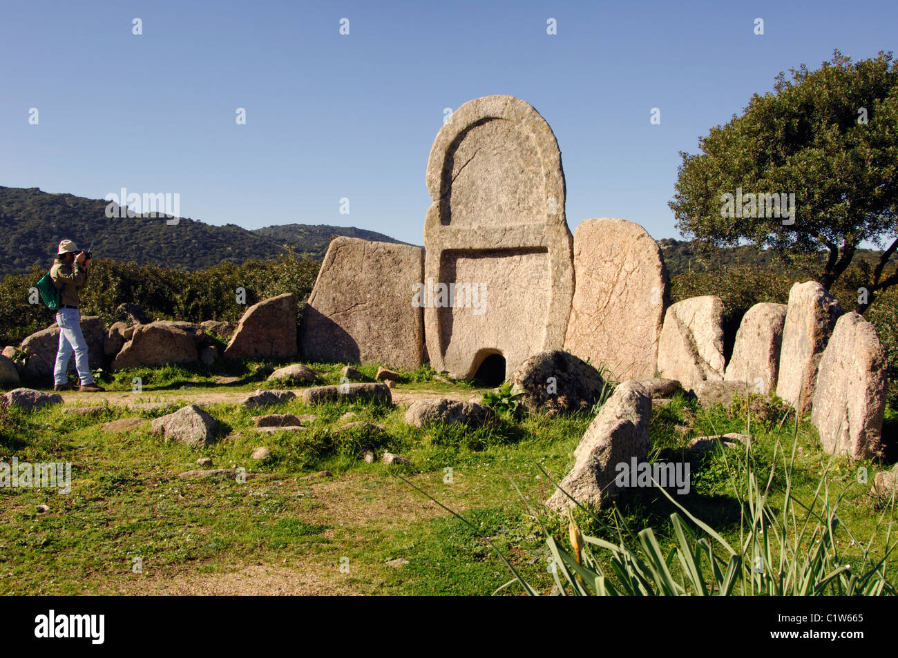 Tombe de Géants Thomes, archéologique tombe, Dorgali, Sardaigne, Italie Banque D'Images