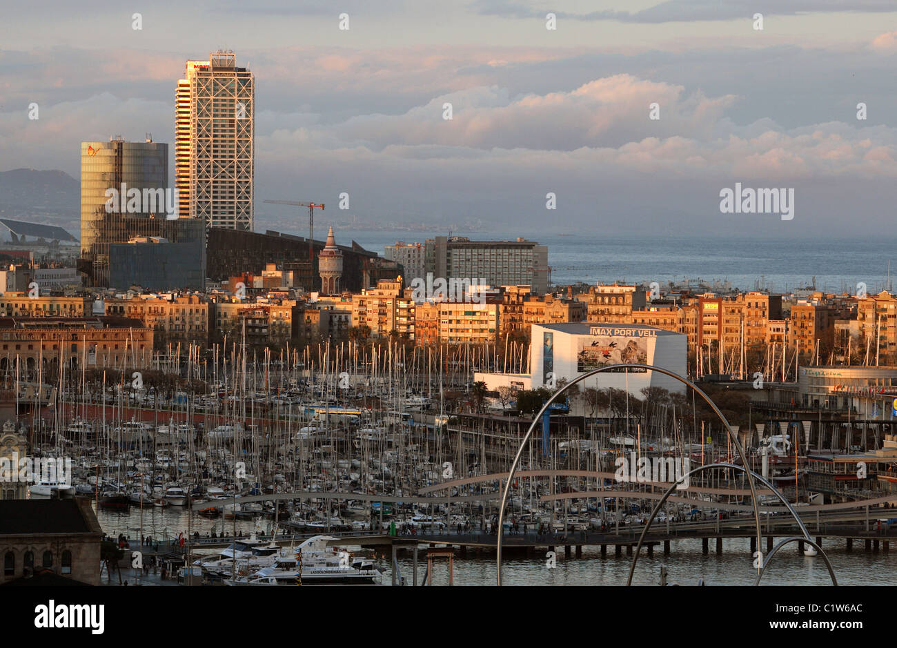 Une vue du port de Barcelone, Espagne. Banque D'Images