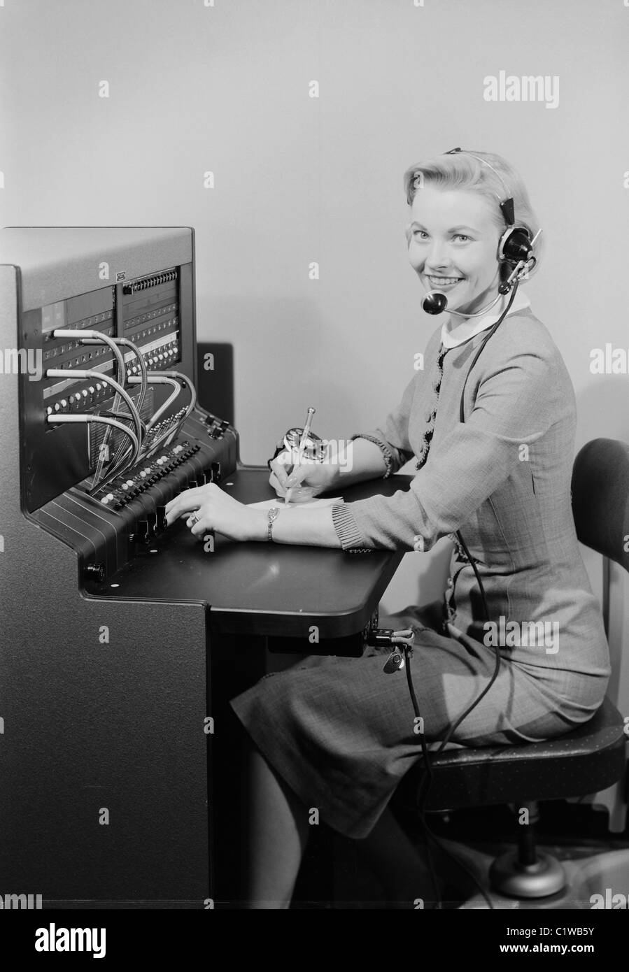 Portrait de studio de téléphone standardiste Banque D'Images