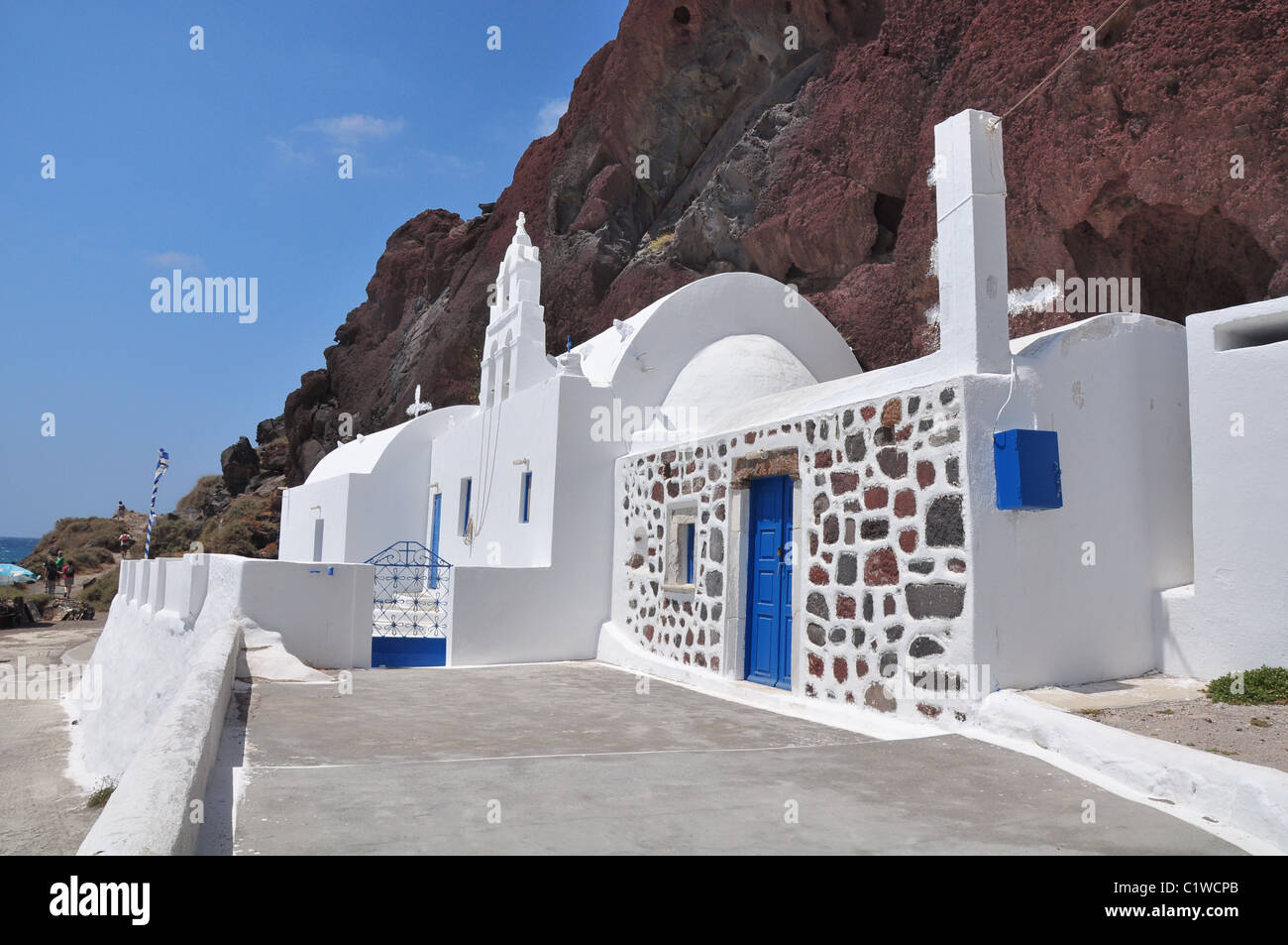 La plage rouge, Akrotiri, Santorini, Cyclades, Grèce Banque D'Images