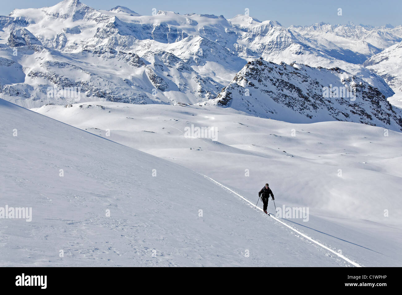 Ski de randonnée en Haute Maurienne région de France Banque D'Images