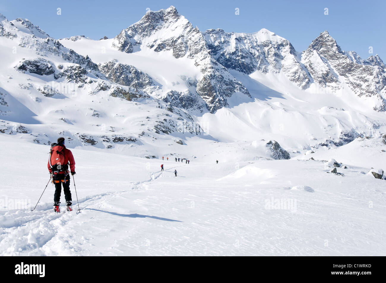 Ski de randonnée dans la région de Autriche Silvretta Banque D'Images