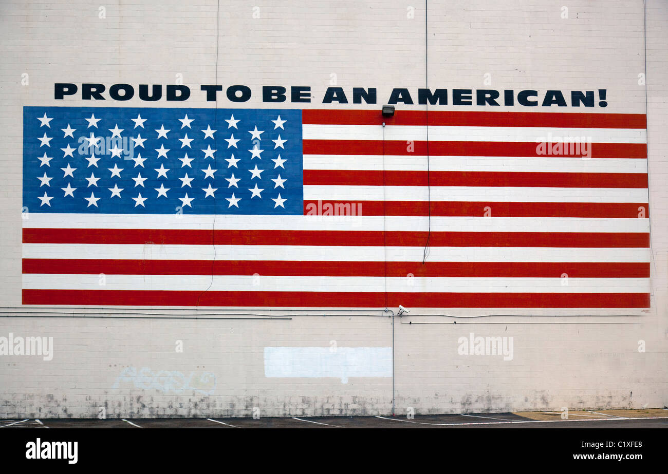 Fier d'être un drapeau américain sign Banque D'Images