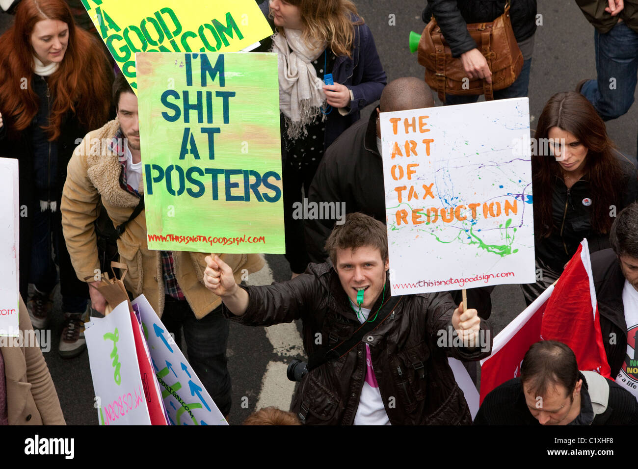 Anti-Cuts Mars dans le centre de Londres Banque D'Images