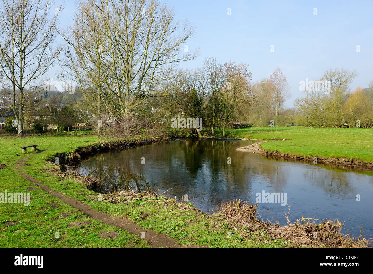 Rivière Wye bakewell Derbyshire, Angleterre, Royaume-Uni Banque D'Images