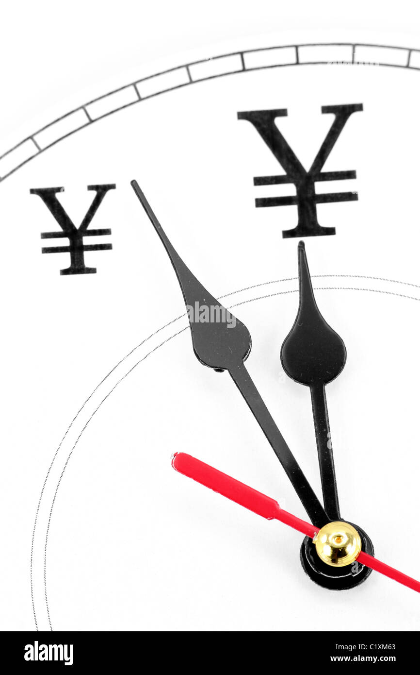 Réveil et Yen Sign, notion de temps c'est de l'argent Banque D'Images