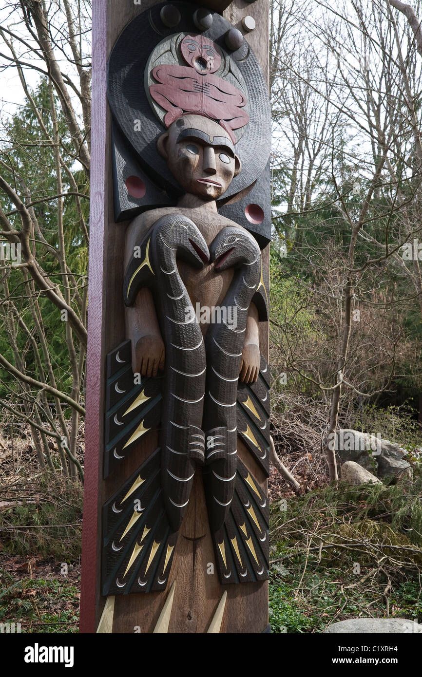 Totem au Musée d'anthropologie à l'Université de la Colombie-Britannique - Vancouver BC, Canada Banque D'Images