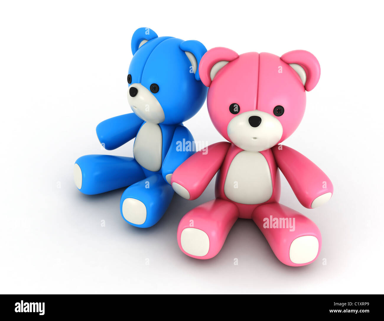 3D Illustration de l'Ours et lui en deux couleurs rose et bleu Banque D'Images