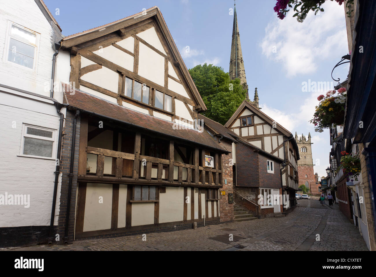 La rue du poisson, Shrewsbury, Shropshire Banque D'Images