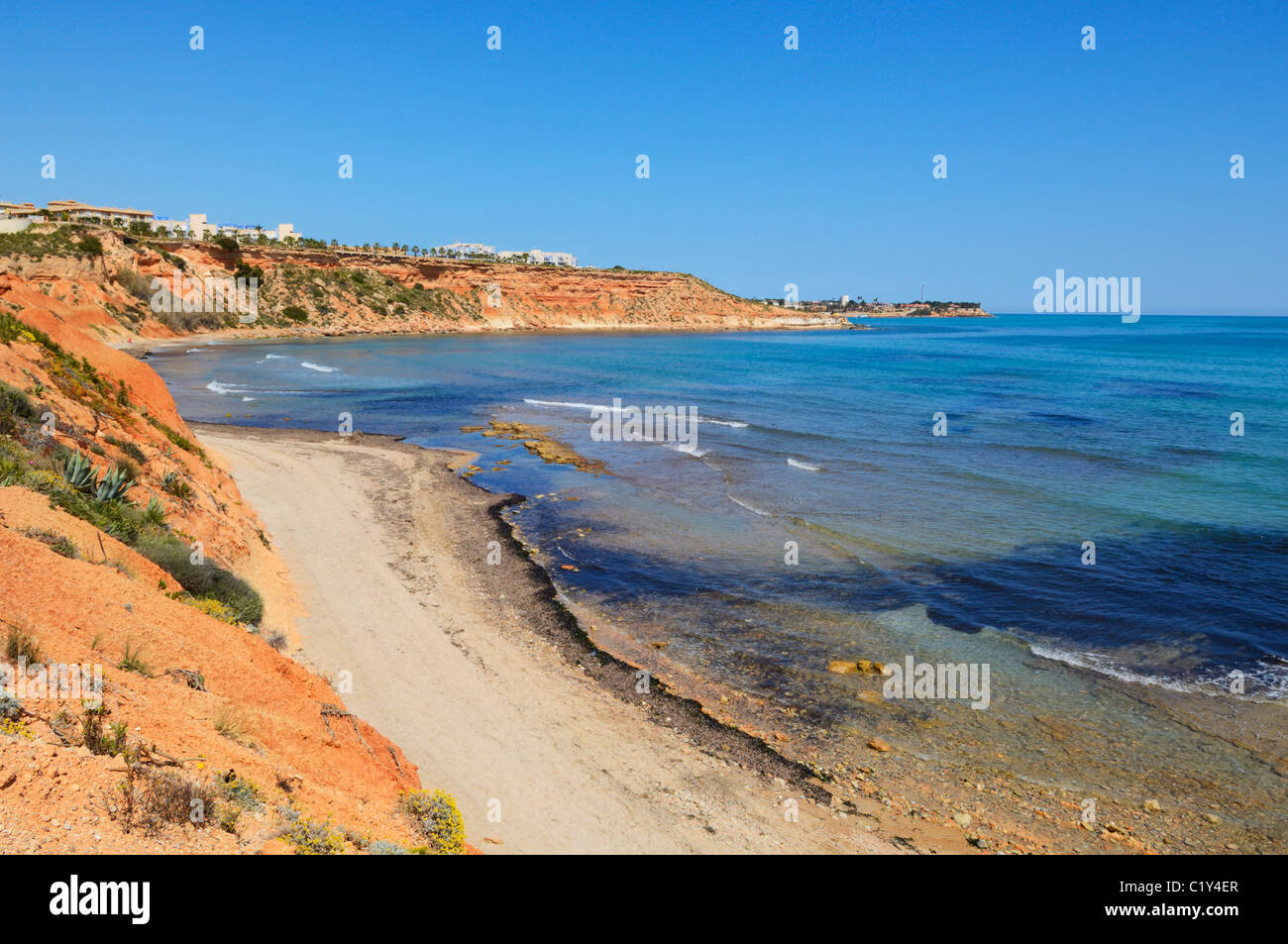 La côte méditerranéenne à Dehesa de Campoamor, Orihuela, province d'Alicante, Espagne. Banque D'Images