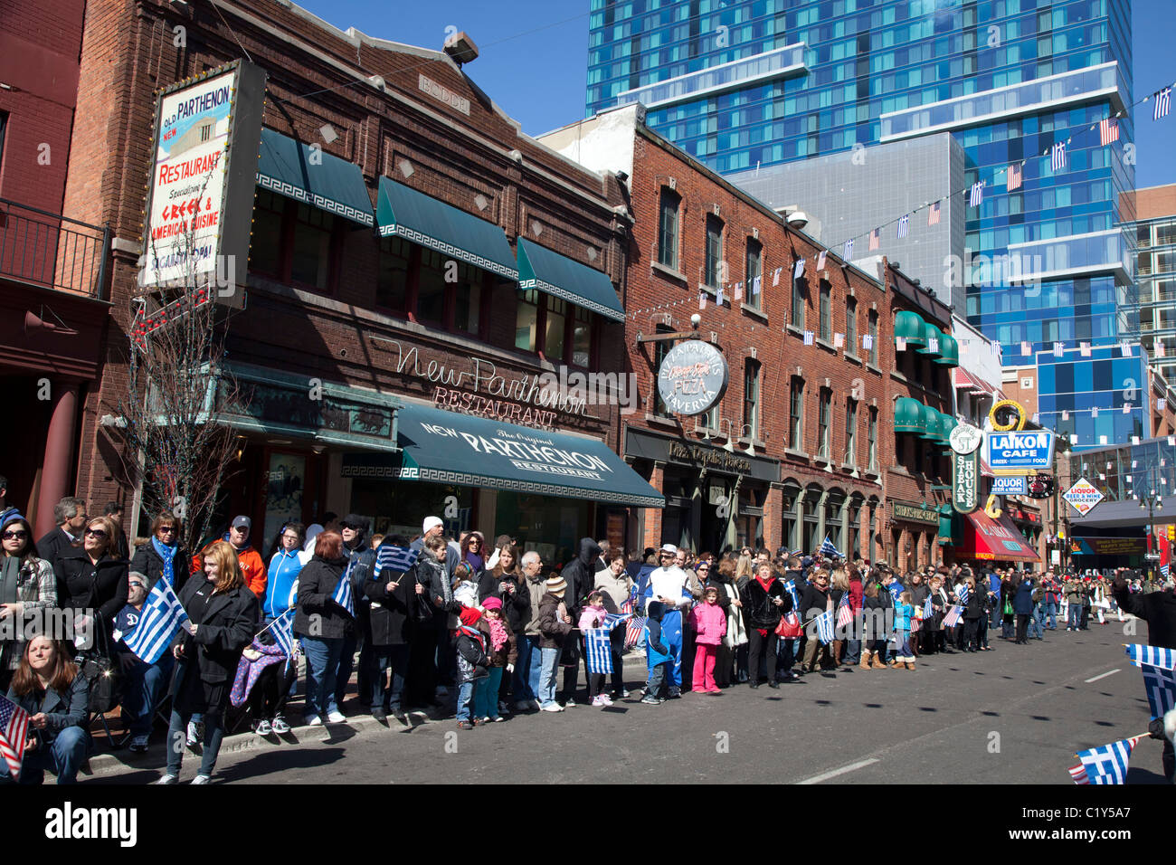Greek-Americans à la Journée de l'indépendance de la Parade à Detroit Banque D'Images