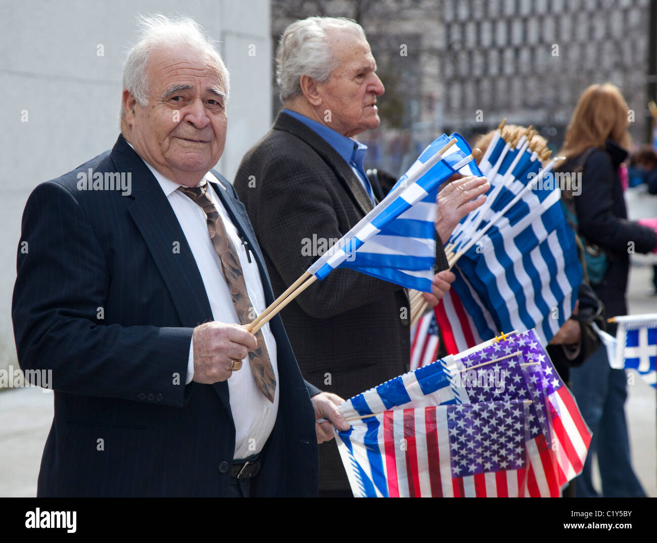 Greek-Americans à la Journée de l'indépendance de la Parade à Detroit Banque D'Images