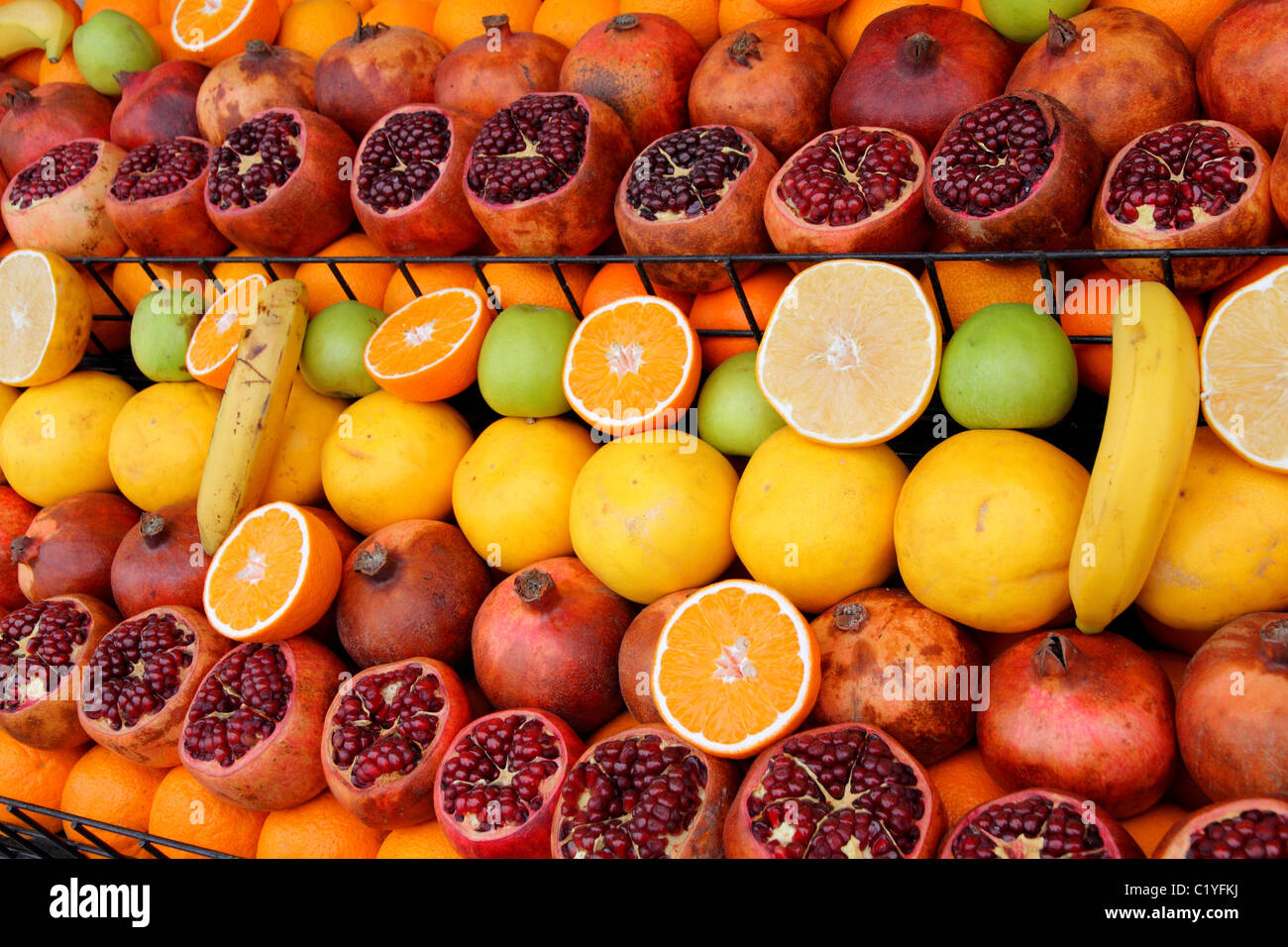 Plats délicieux fruits afficher Banque D'Images