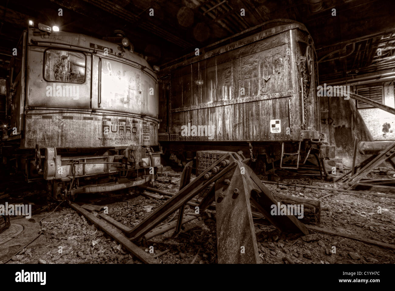 Wagons de chemin de fer en vertu de Grand Central Terminal. La voiture sur la droite est répandu pour avoir été utilisé par RAD durant sa présidence Banque D'Images