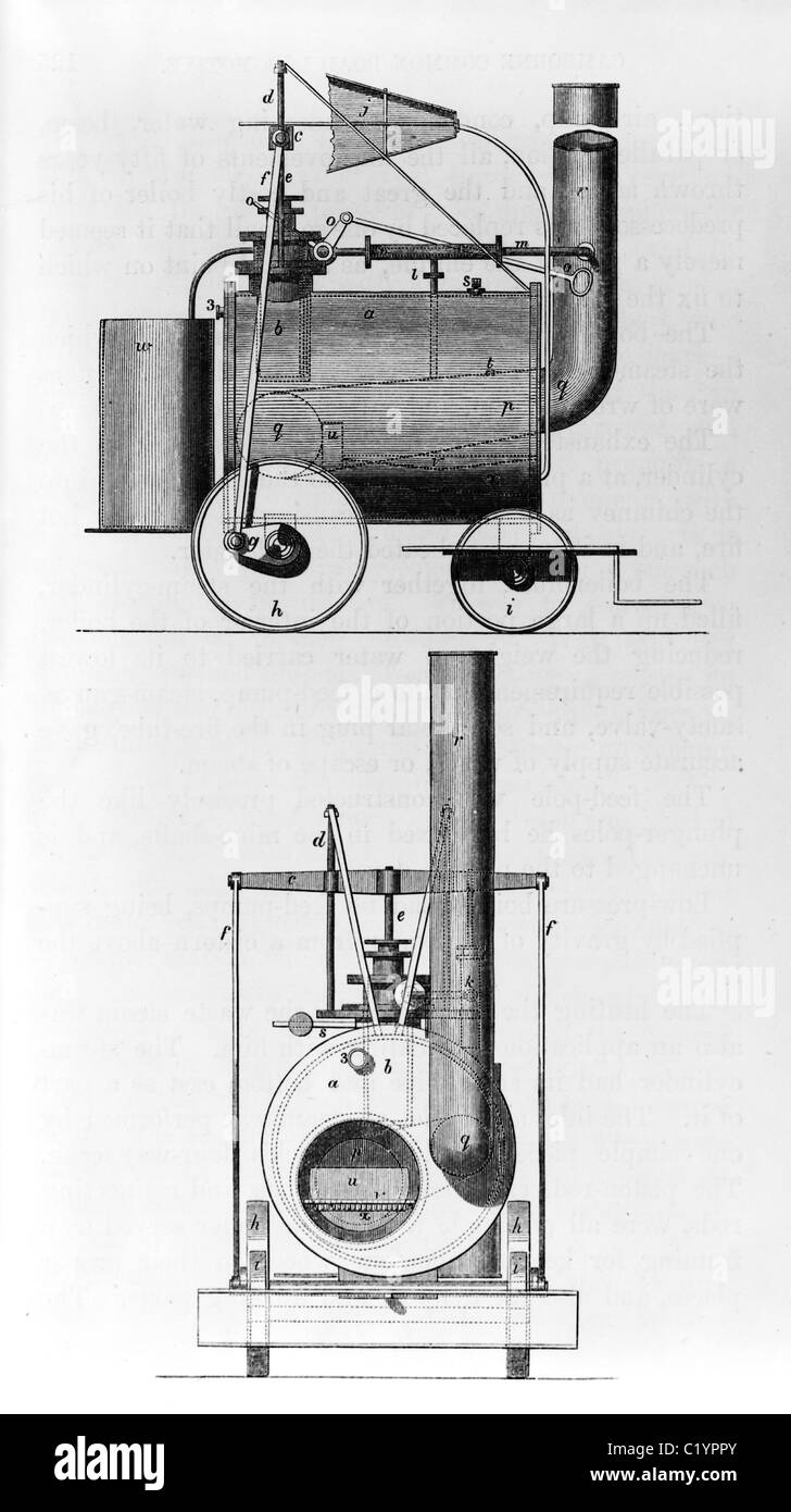 La première Trevithick route commune de transport de passagers, la Locomotive Locomotive routière commune Camborne Banque D'Images