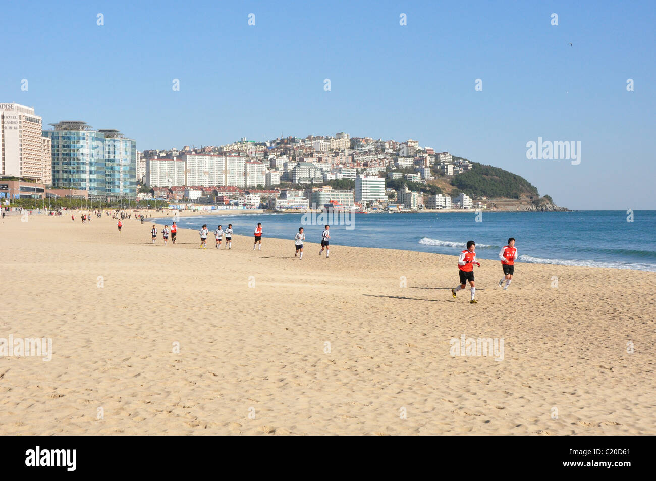 La plage de Haeundae, Busan, Corée du Sud Banque D'Images