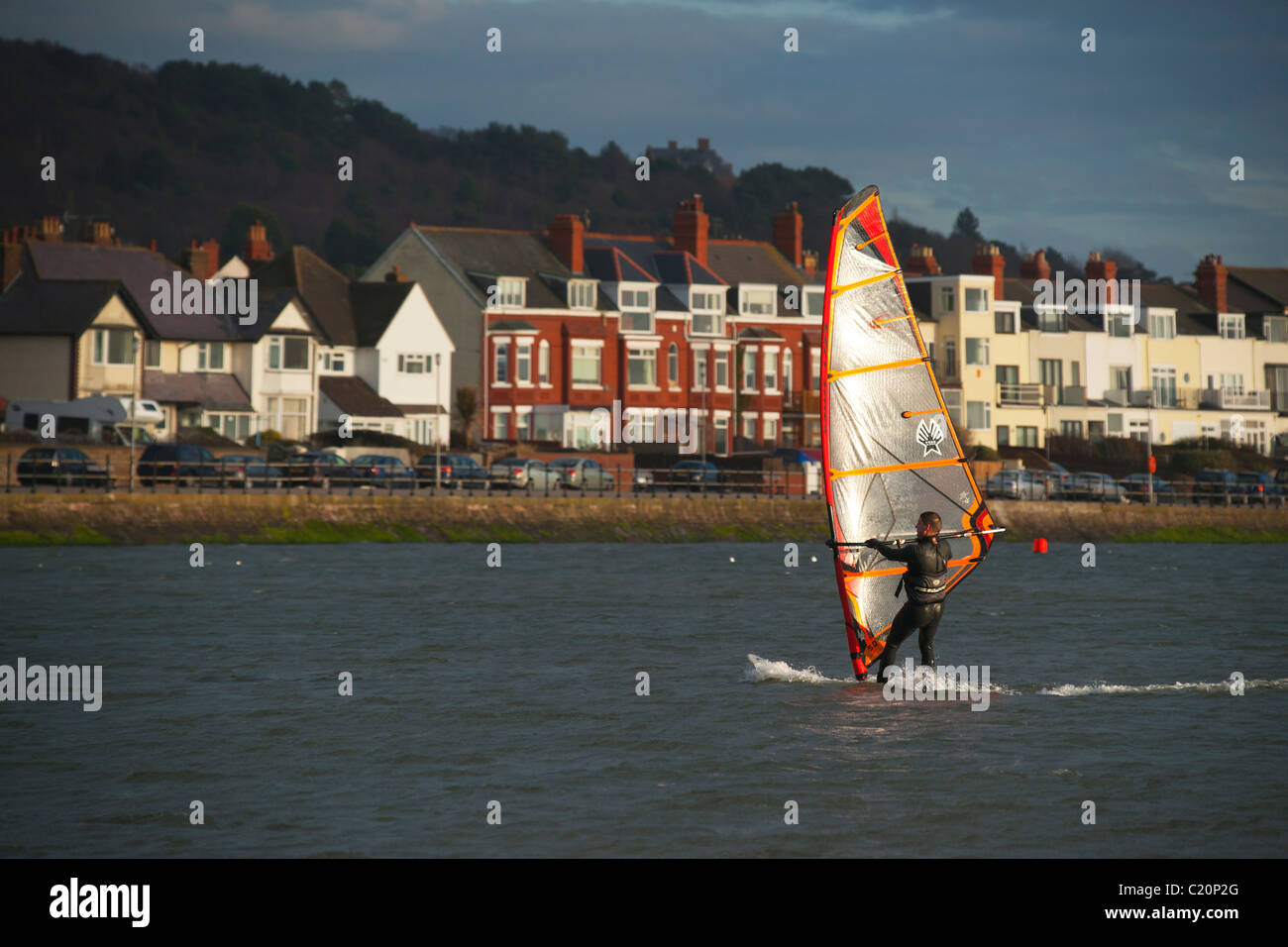 Planche à voile, West Kirby, Wirral, Angleterre, Février, 2011 Banque D'Images