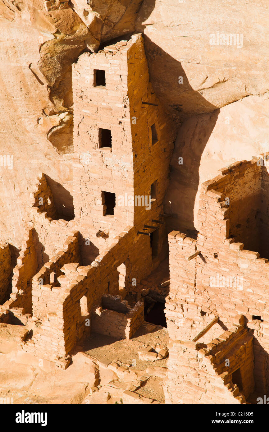 Square Tower House dans le Parc National de Mesa Verde, Colorado, USA. Banque D'Images