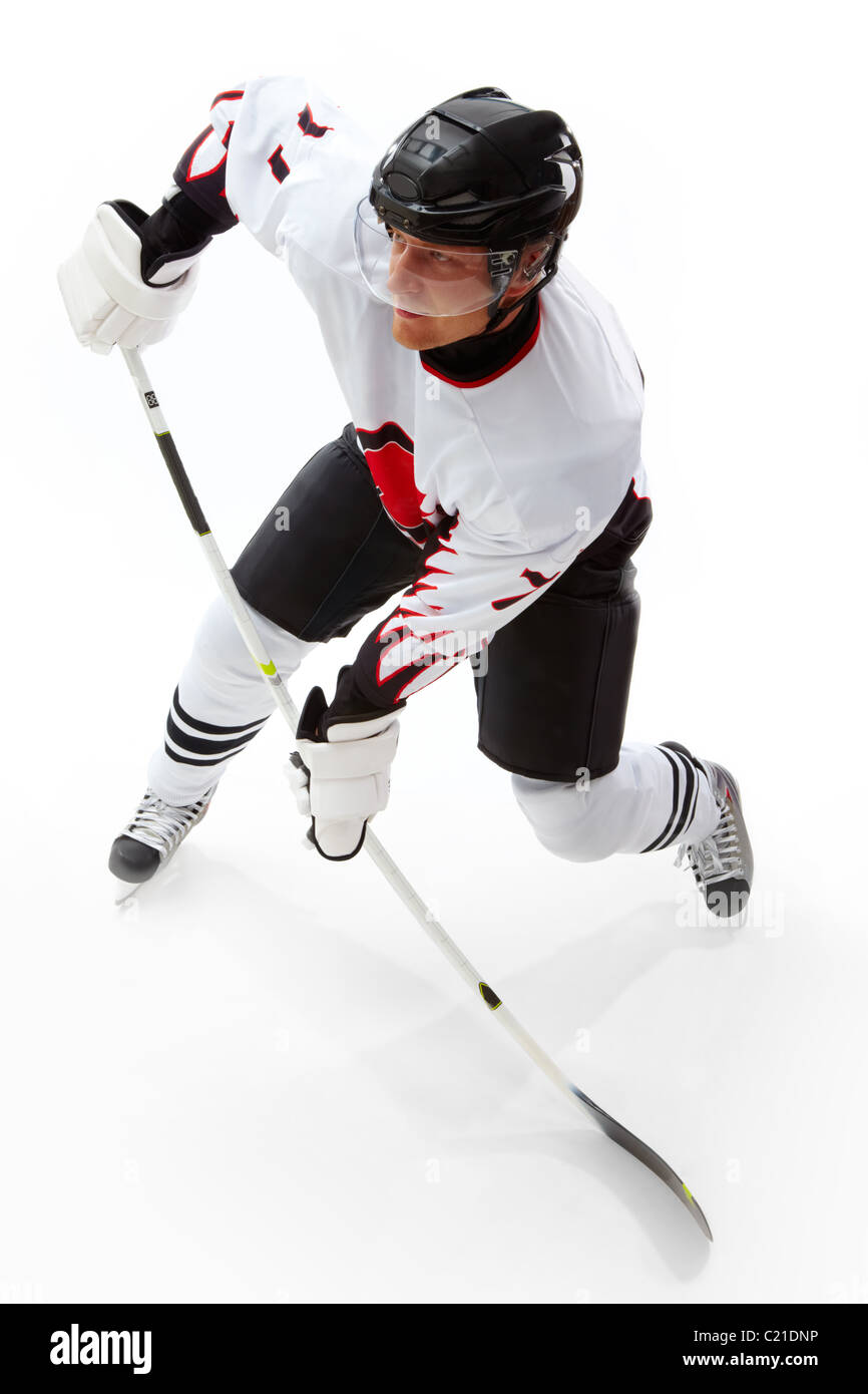 Portrait de sportif sain joue au hockey sur glace Banque D'Images