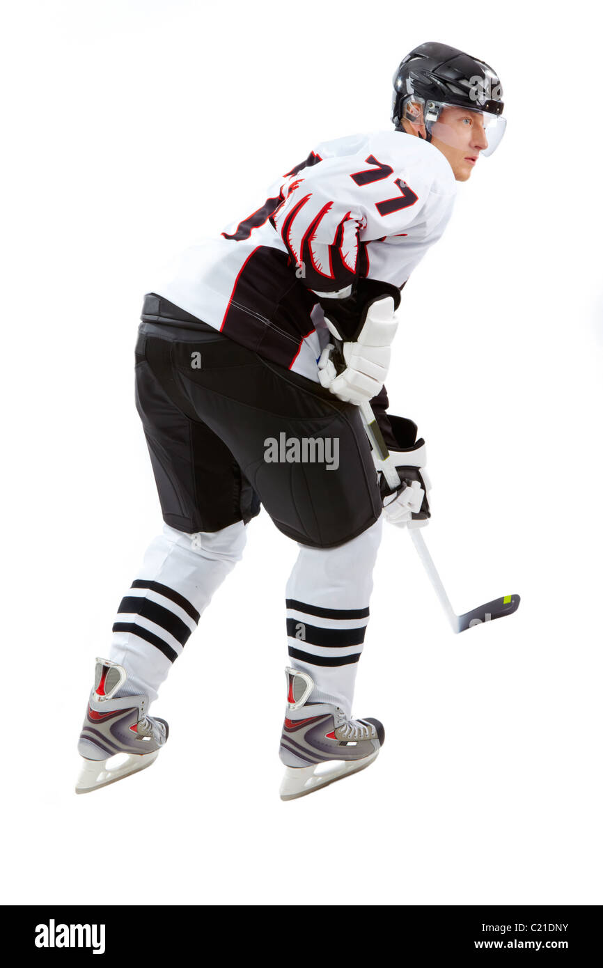 Portrait de sportif sain joue au hockey sur glace Banque D'Images