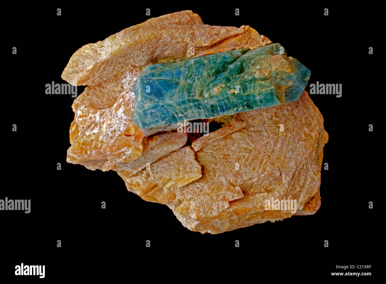 Fluorapatite (apatite) - Ca5(PO4)3F - hébergement économique à Slioudianka - région - Sibérie - Russie - Banque D'Images