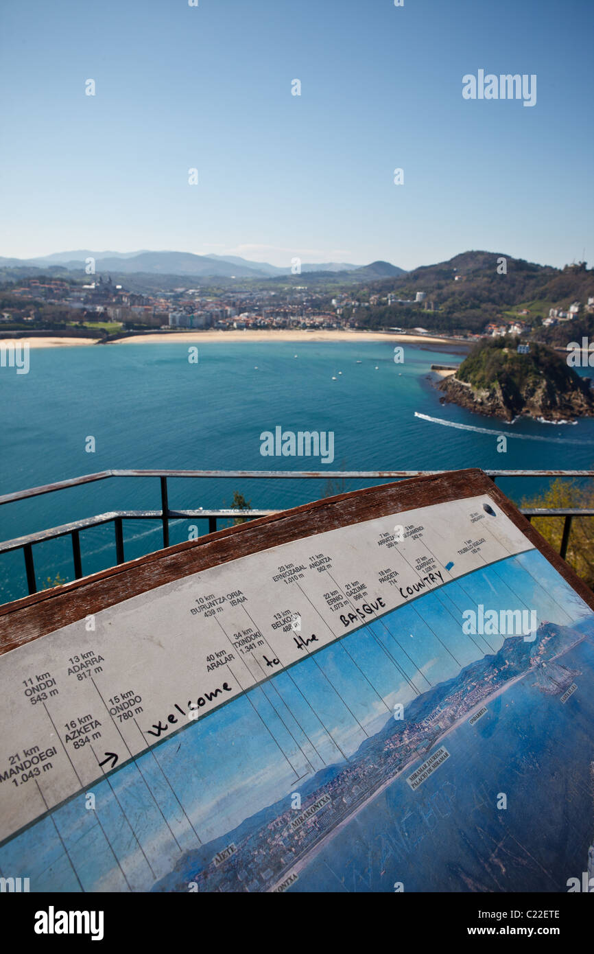 La vue depuis le mont Urgull, San Sebastián, Espagne. Banque D'Images