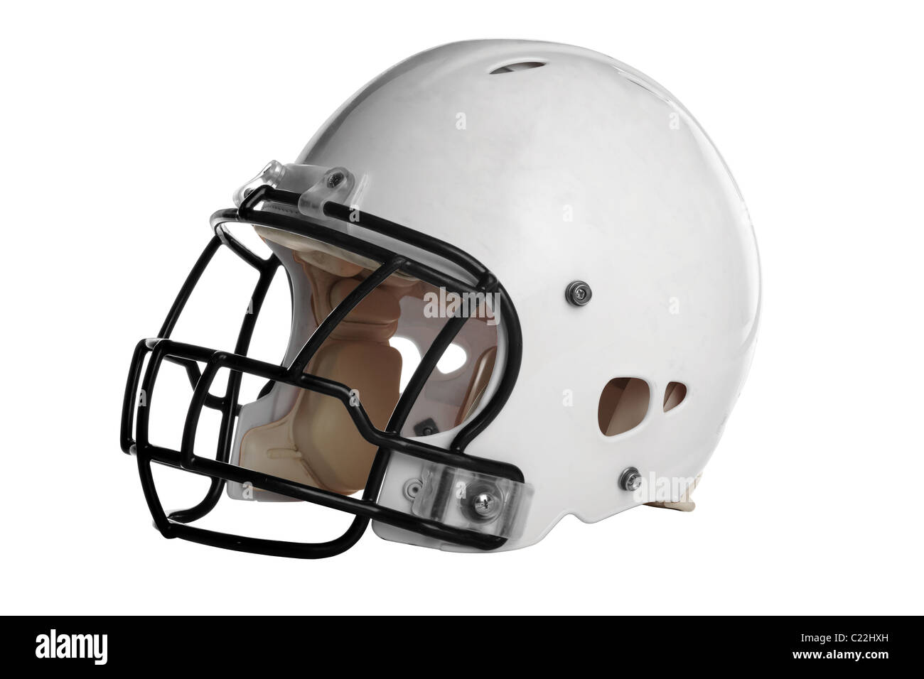 Football helmet isolé sur fond blanc - With Clipping Path Banque D'Images