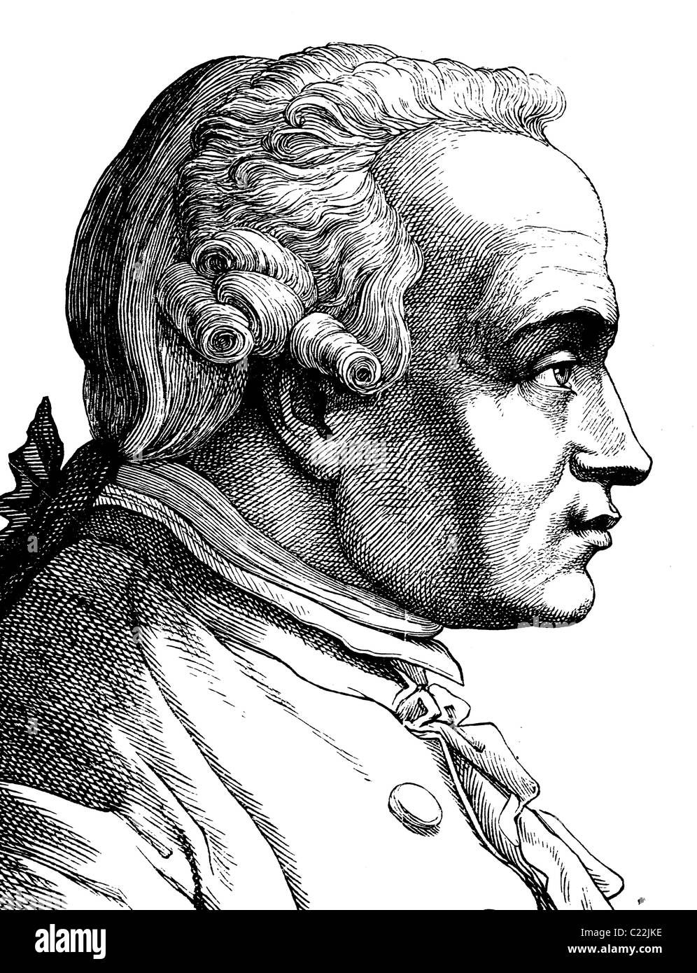 L'amélioration de l'image numérique d'Emmanuel Kant, 1724 - 1804, philosophe, portrait, illustration historique, 1880 Banque D'Images