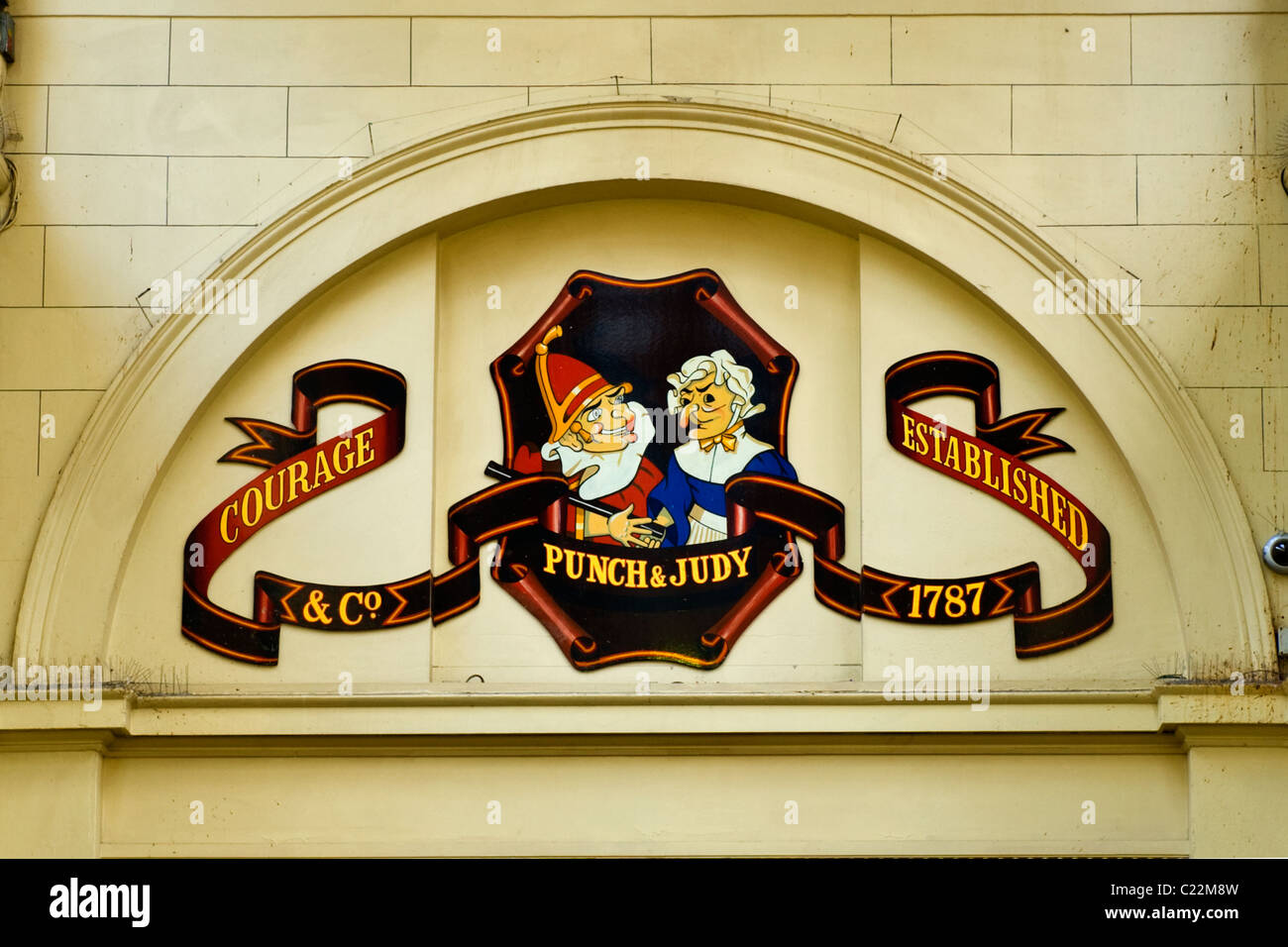 Covent Garden , signe pour le Punch & Judy pub créé 1787 , nommé d'après show d'abord enregistrée comme on le voit ici en 1662 Banque D'Images