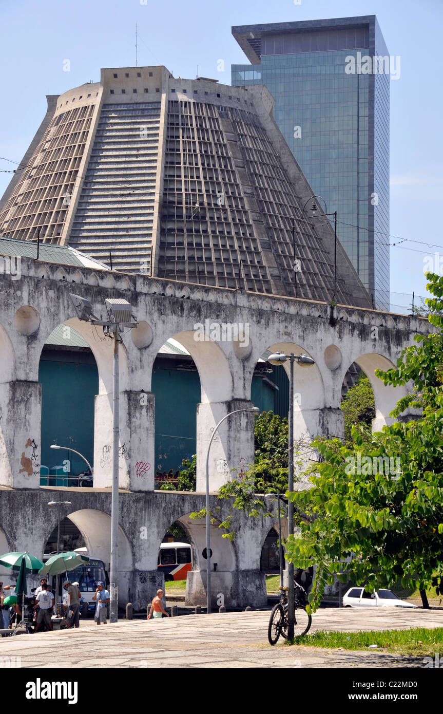 Lapa arches et cathédrale de Rio, Rio de Janeiro, Brésil Banque D'Images