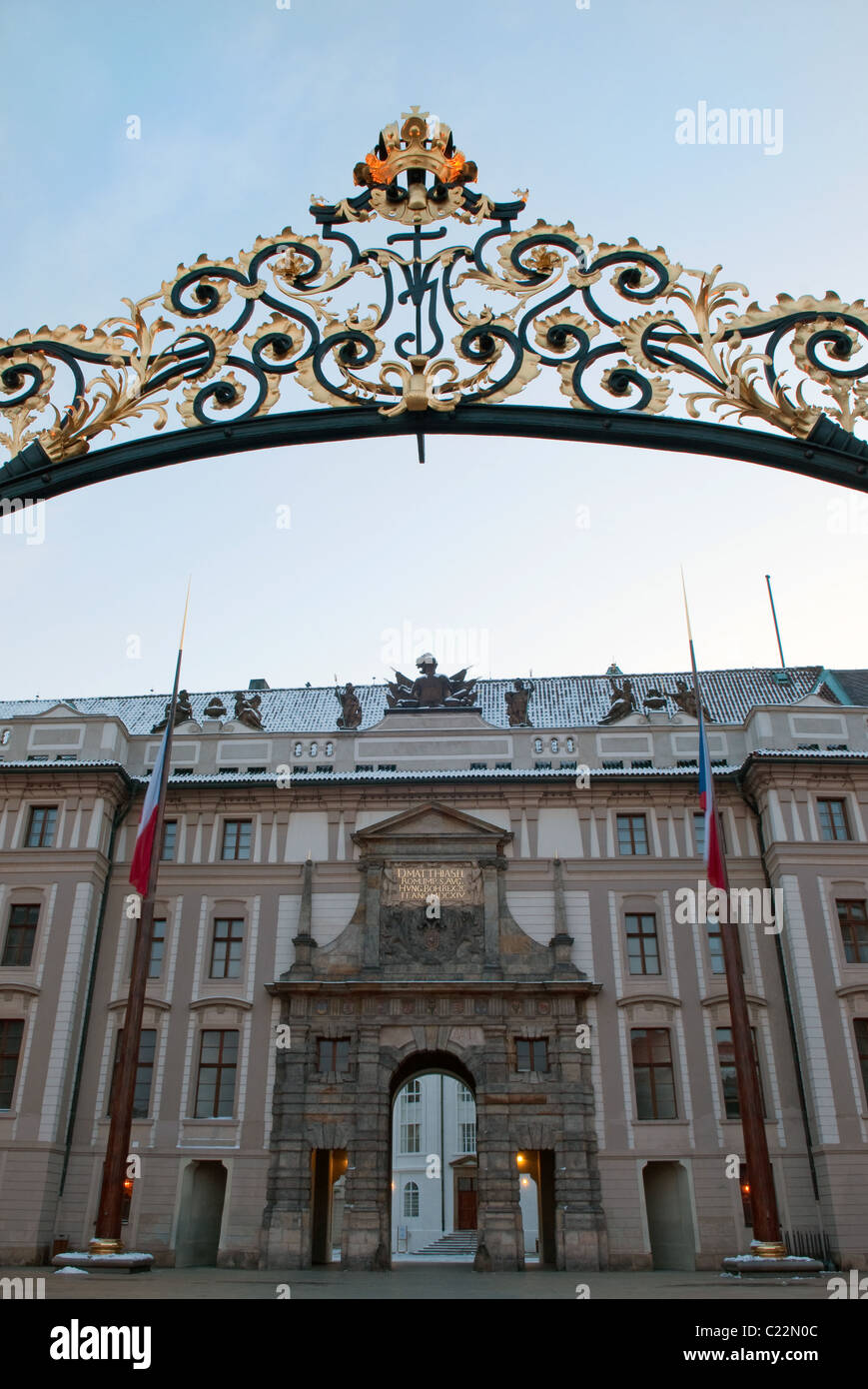 Porte d'entrée dans le palais présidentiel à Prague, République Tchèque Banque D'Images