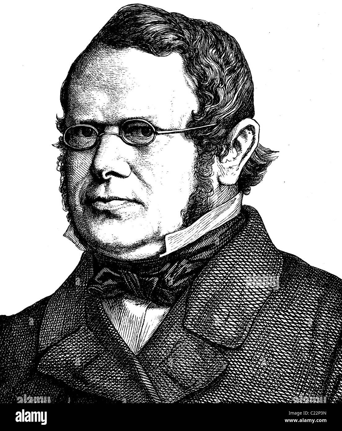 L'amélioration de l'image numérique de Ludwig Haeusser, 1818 - 1867, l'historien et homme politique, portrait, illustration historique, 1880 Banque D'Images