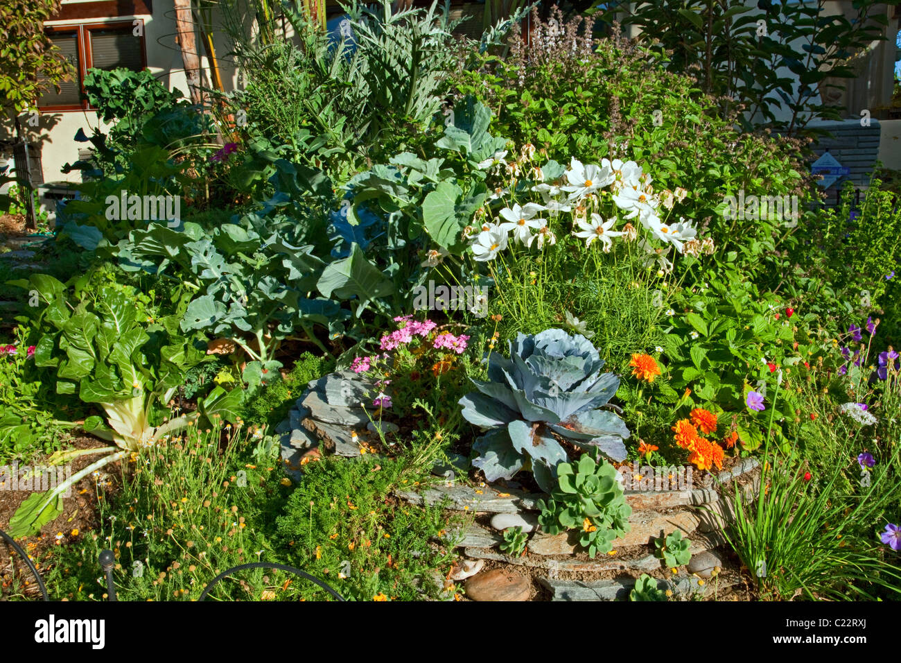 La Permaculture jardin conçu par Larry Santoyo d'une coulée d'Design Works. Banque D'Images
